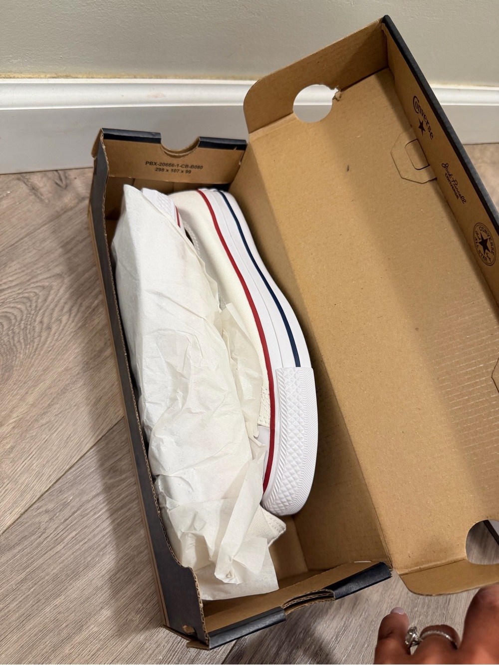 Converse Chuck Taylor All Star Low Top Sneakers - White with Red Trim - Picture 3 of 10